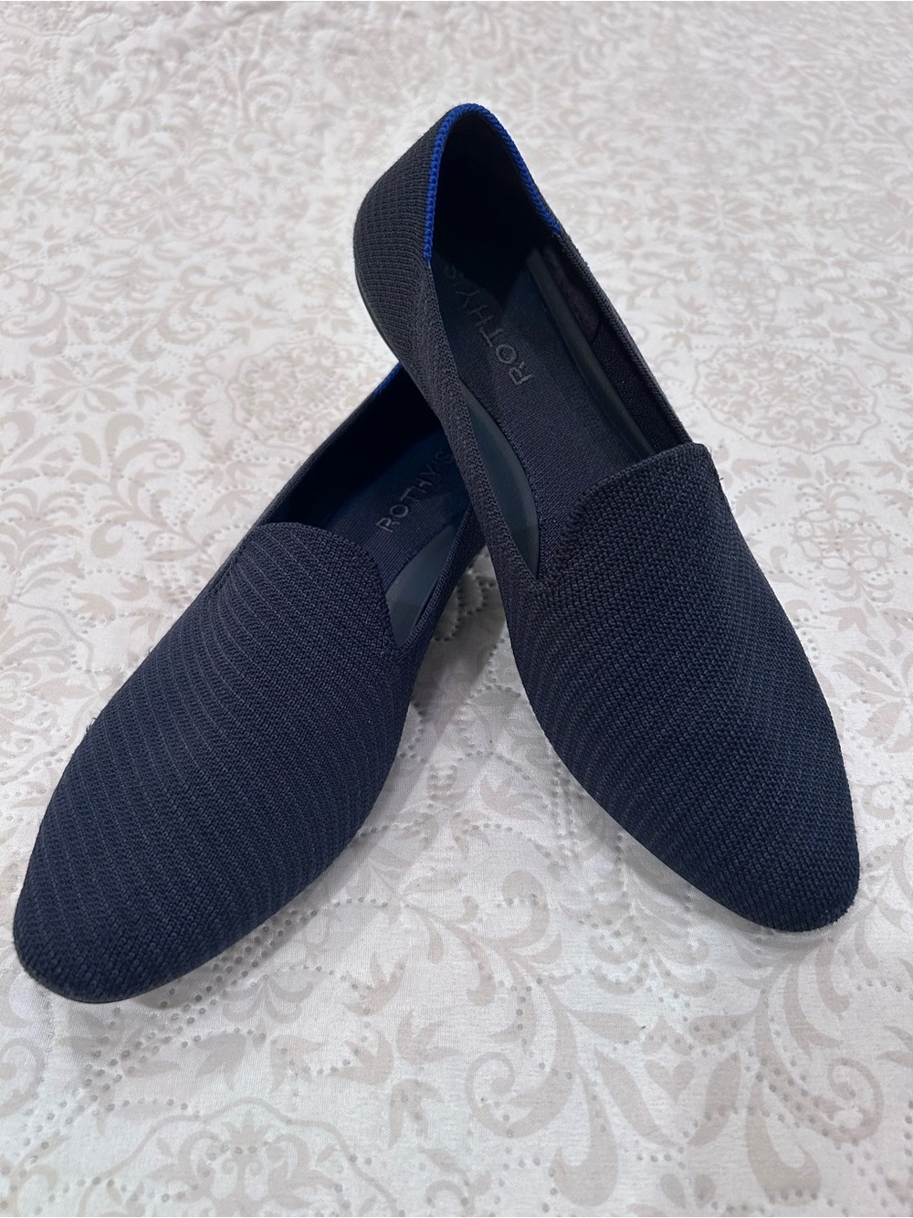 Authentic Vintage Rothy’s The Point Navy Blue Flats W8.5 Solid Footbed Retired